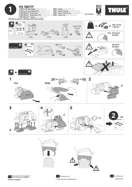 Монтажные комплекты Kit THULE CHEVROLET Tahoe 21- THULE Kit THULE CHEVROLET Tahoe 21- THULE